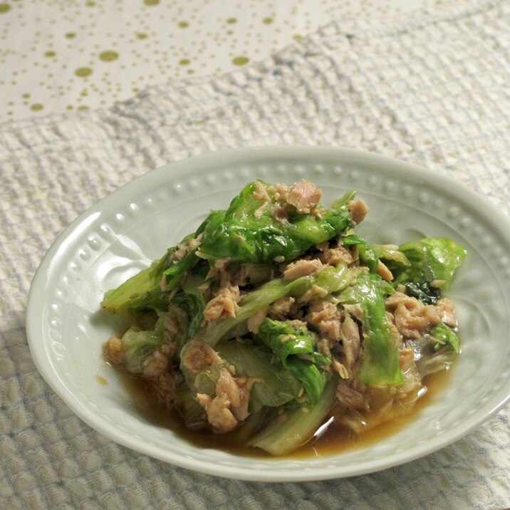 寒い日にレンジで簡単副菜*レタスとツナの蒸しサラダ